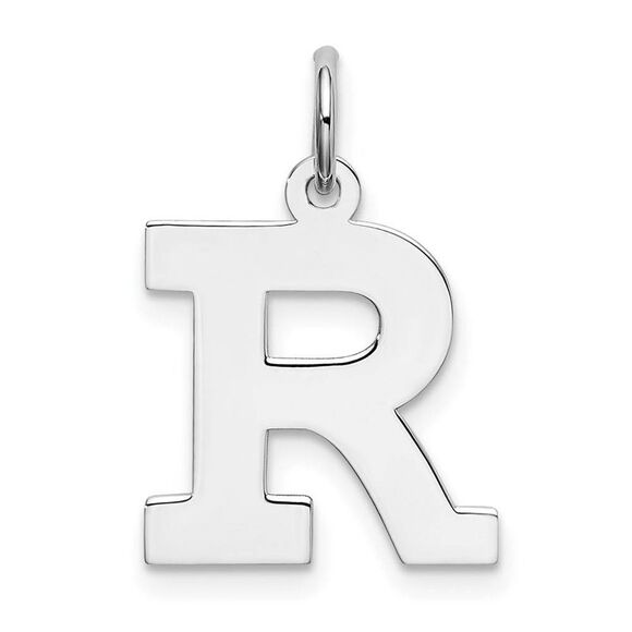 Sterling Silver Amanda Collection Medium Block Style Initial R Pendant - Picture 1 of 4